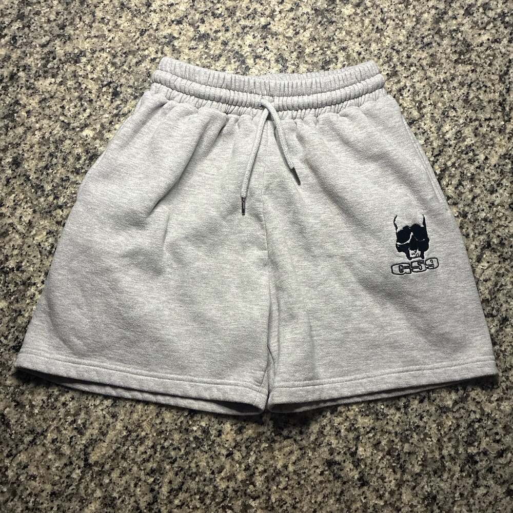 G59 Records Skull Embroidered Grey Sweat Shorts
